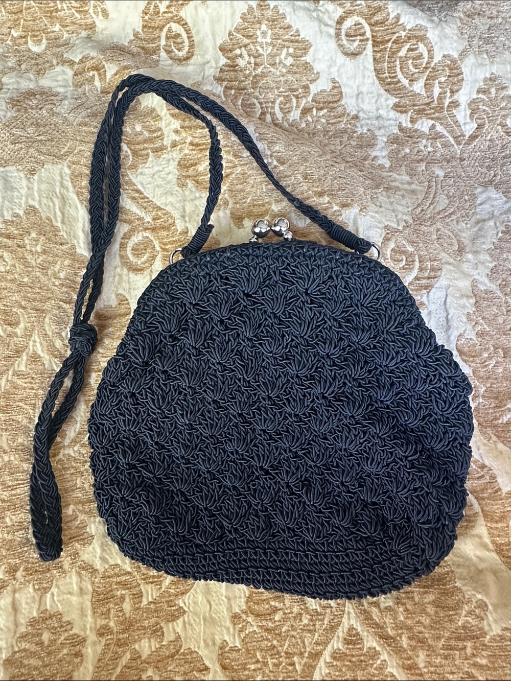 Classic Black Handwoven Shoulder Bag